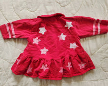 Load image into Gallery viewer, Out of Control Pink and White Star Batik Long Sleeved Peplum Top 2/3
