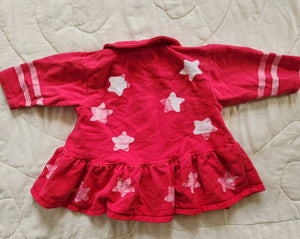 Out of Control Pink and White Star Batik Long Sleeved Peplum Top 2/3