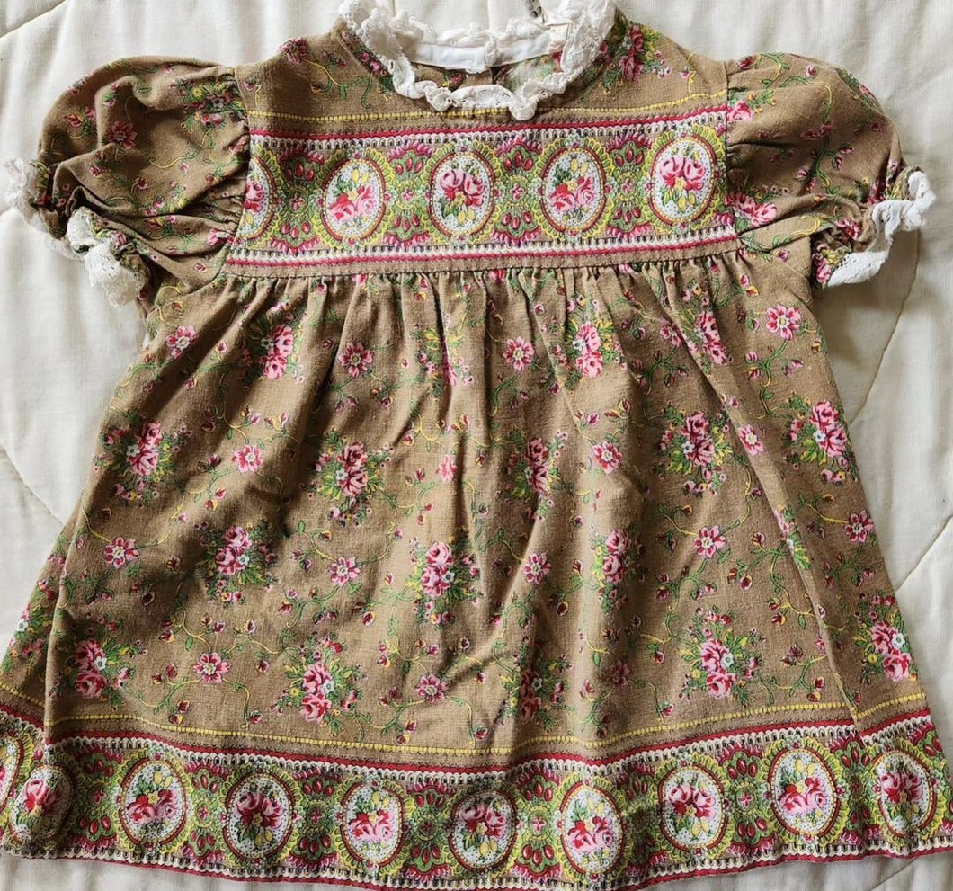 Lil Bee Frockette Brown Floral Dress 18M