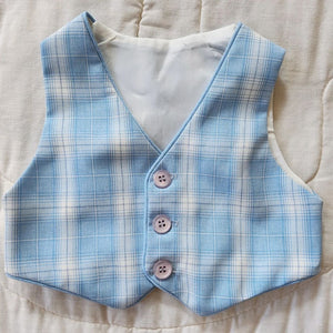 R Gee Baby Blue Plaid Polyester Vest 12m