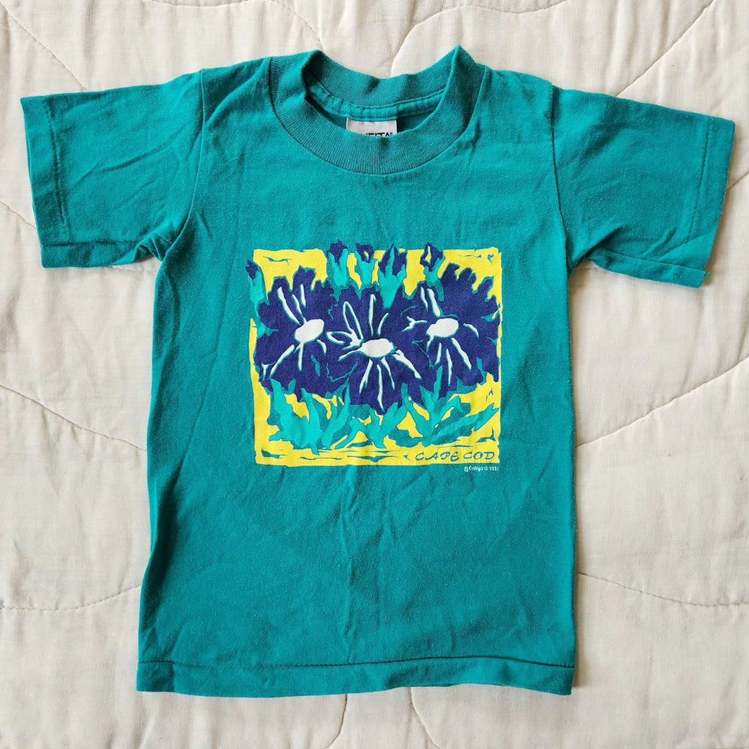 Cape Cod Teal Flower Art T-shirt 4t