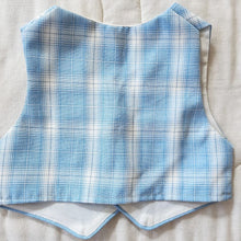 Load image into Gallery viewer, R Gee Baby Blue Plaid Polyester Vest 12m
