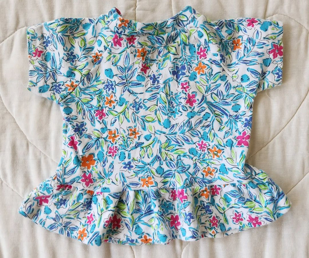 Fame Blue Floral Peplum Top 9/12M