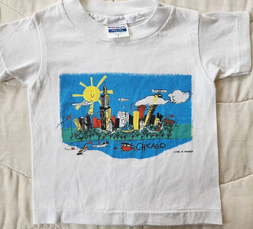 Chicago Cityscape Art T-shirt 1986 24M