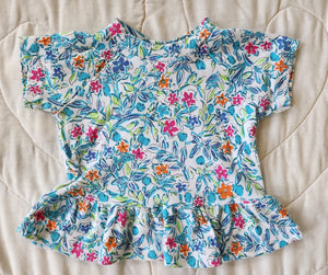 Fame Blue Floral Peplum Top 9/12M