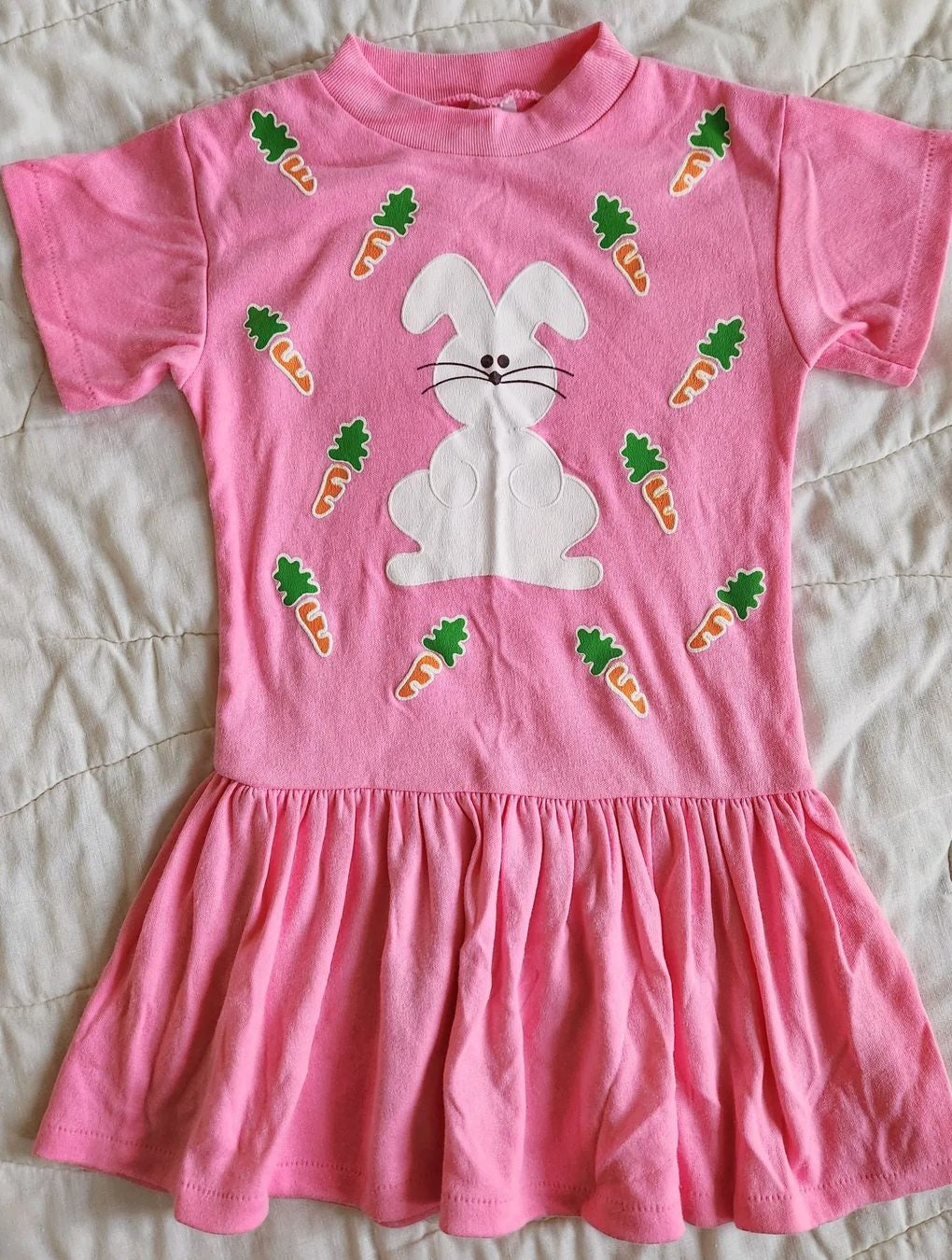 Pink Bunny and Carrots T-shirt Dress 4 