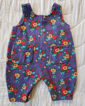 Load image into Gallery viewer, Gap 90s Purple Floral Sweatpants Material Overalls 3/6M
