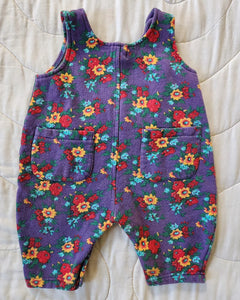 Gap 90s Purple Floral Sweatpants Material Overalls 3/6M