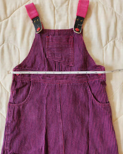 Bentex Pink Vertial Striped Denim Suspender Strap Skirtall 3/4t