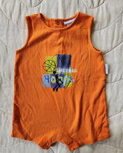 Load image into Gallery viewer, Basketball Hoops Orange Romper 18M
