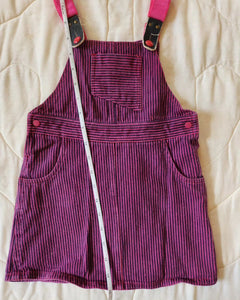 Bentex Pink Vertial Striped Denim Suspender Strap Skirtall 3/4t