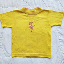 Load image into Gallery viewer, Heathtex Yellow Short Sleeved Pink Embriodered Flower Top 2/3
