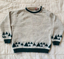 Load image into Gallery viewer, Tyna Knitwear Grey Acrylic Sweater with Green Triange Borders 2t
