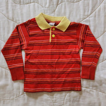 Load image into Gallery viewer, Little One&#39;s Red and Yellow Striped Long Sleeve Polo 18/24m
