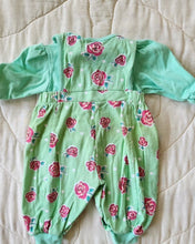 Load image into Gallery viewer, All Mine Mint Rose Floral Romper 3/6M
