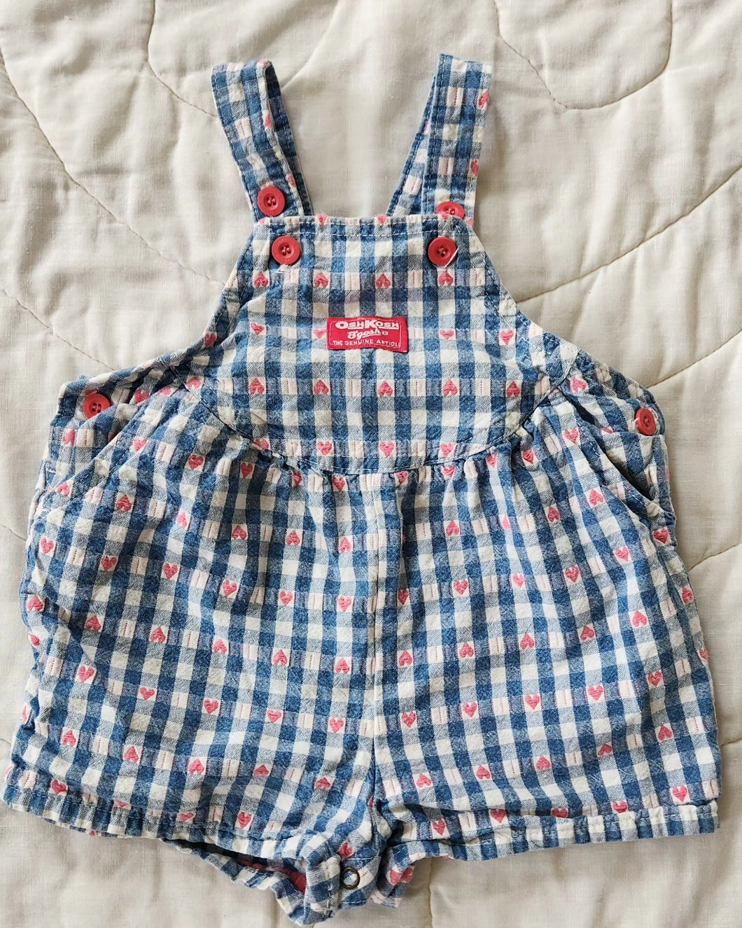 Oshkosh Blue Plaid Hearts Bubble Romper 2t