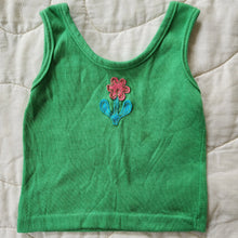 Load image into Gallery viewer, Green Tank Top with Flower Applique 12/18m
