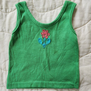 Green Tank Top with Flower Applique 12/18m