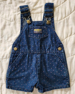 Oshkosh Denim Shortalls with Pink Rosebud 24m