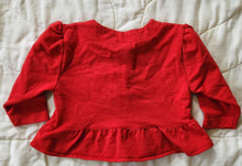 Load image into Gallery viewer, Oshkosh Red Ruffled Sweatshirt with Heart and Flower Embroidery 24m
