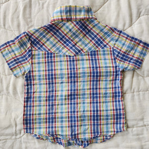 Jet Set Plaid Western Shirt Sleeve Buttondown 2t