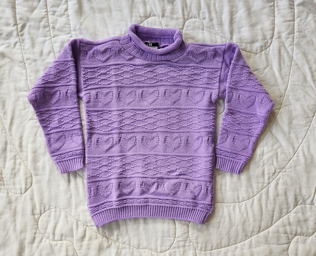 Jet Set Lavender Heart Knit Sweater 6