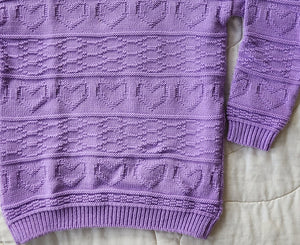 Jet Set Lavender Heart Knit Sweater 6