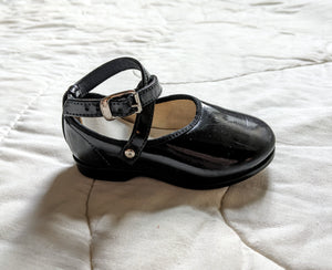 Black Patient Leather Cross Strap Mary Janes 3