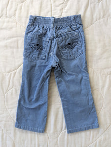 Light Blue Corduroy Pants with Embroidered Pockets 3T