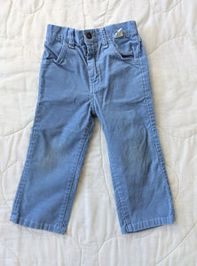 Light Blue Corduroy Pants with Embroidered Pockets 3T