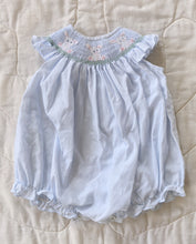 Load image into Gallery viewer, The Bailey Boys Bunny Smocked Romper  0/3M
