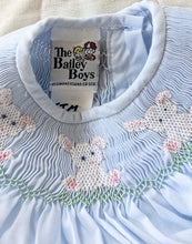 Load image into Gallery viewer, The Bailey Boys Bunny Smocked Romper  0/3M
